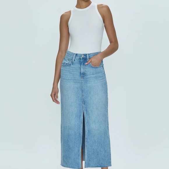 NWT Pistola Alice High Rise Midi Skirt Jean Size 27 - Picture 2 of 14